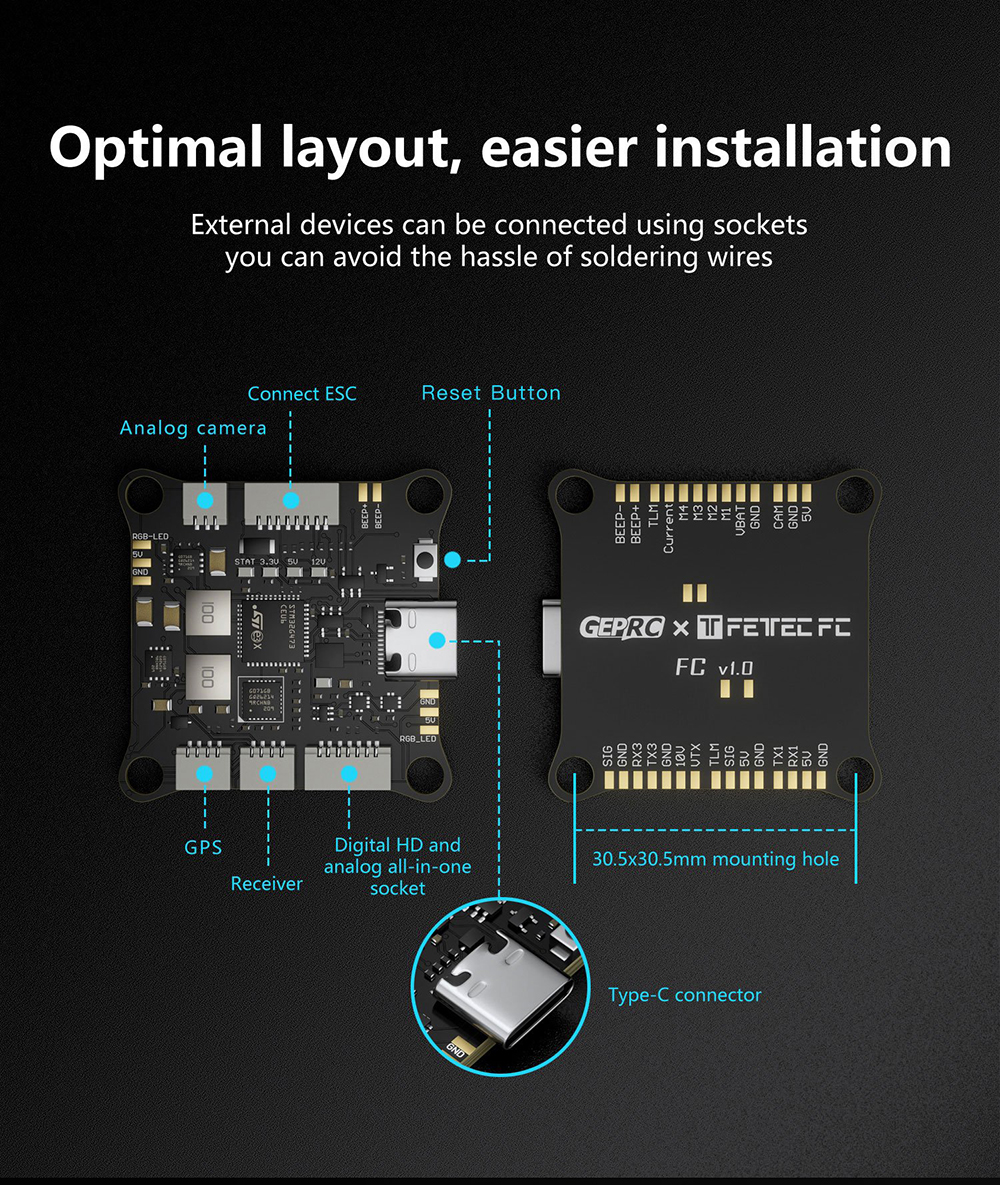 GEPRC-Fettec-G4-Alpha-Flugsteuerung-GF50A-50A-2-6S-4In1-ESC-DShot2400-Stack-Unterstuumltzung-DJI-Air-2013433-3